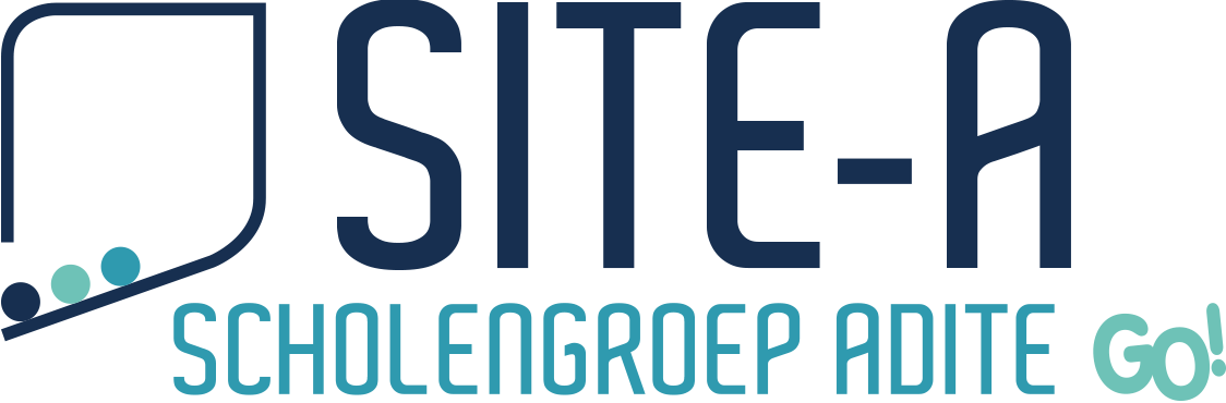 GO! Site-A blauwe en oranje campus logo